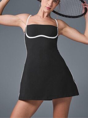 alo yoga black tennis dress Alosoft Courtside Tennis Dress - Black